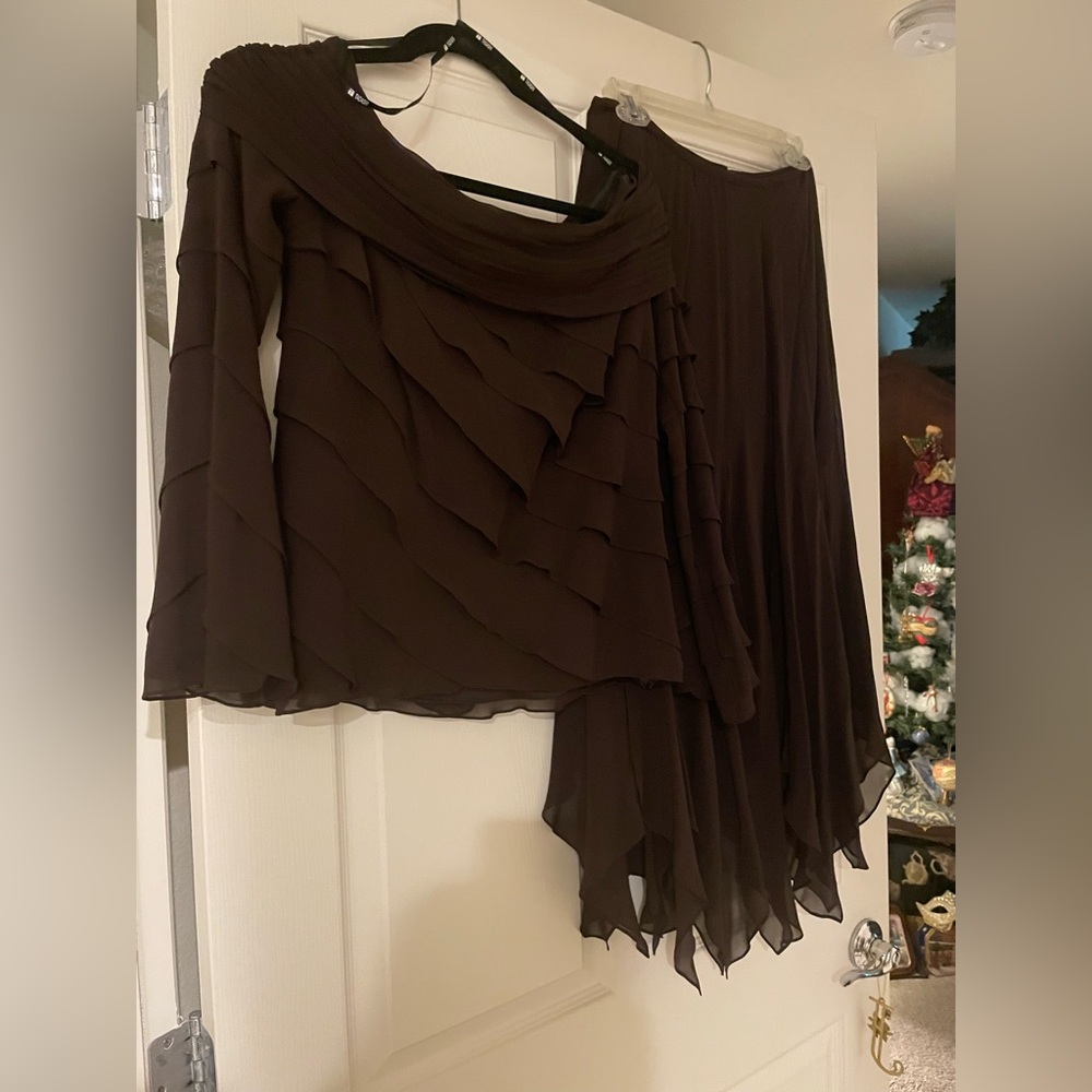 Jessica McClintock Black Dress with Red Trim